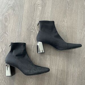 Zara Silver Block Heel Booties